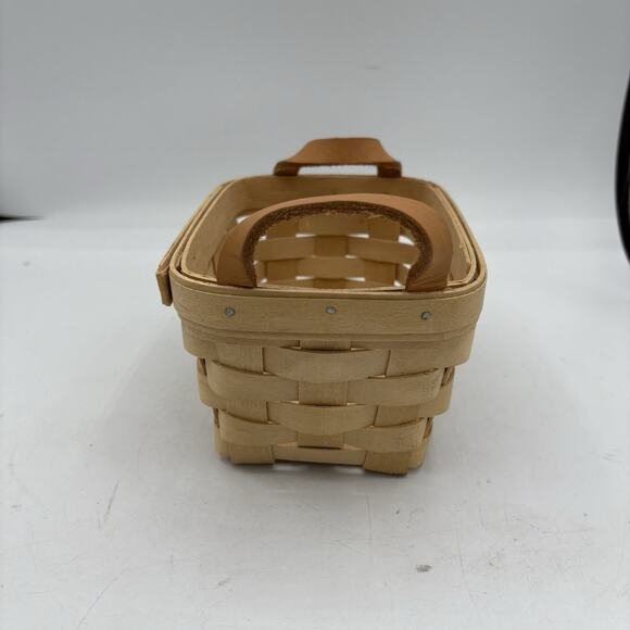Longaberger Basket Basic Small Wood w Handles 7"x5"x3.5" Handwoven 1997 Vintage - Picture 3 of 9